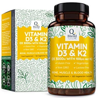 Vitamin D 3,000 IU & Vitamin K2 100ug MK7 Vegetarian Capsules |