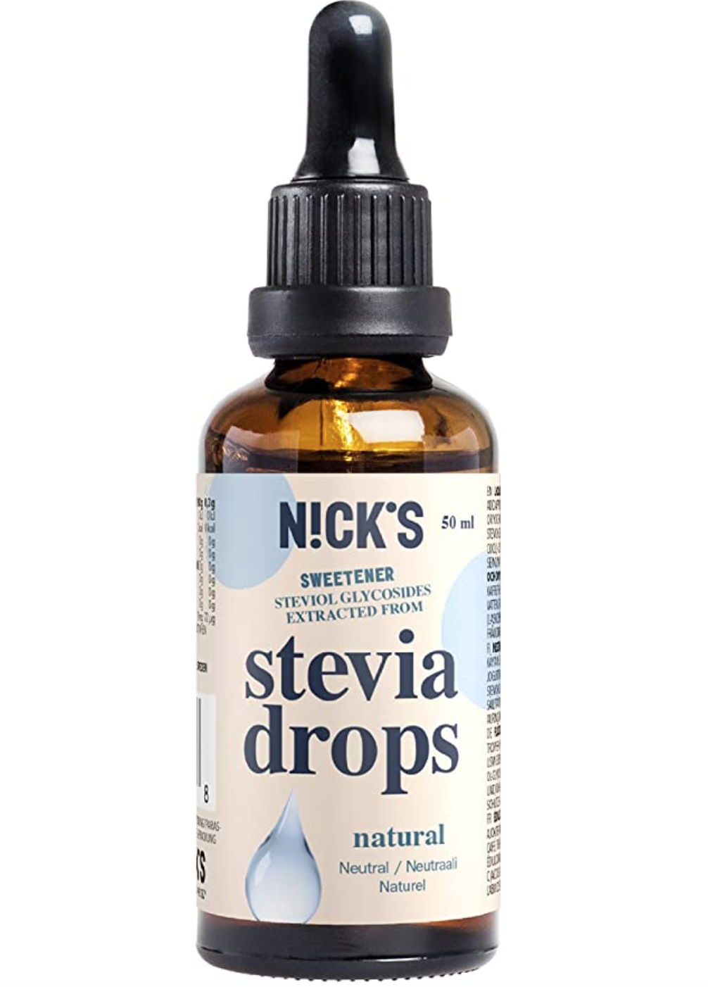 NICKS Natural Stevia Drops, Sugar Free Zero Calorie Liquid Sweetener 50 ml