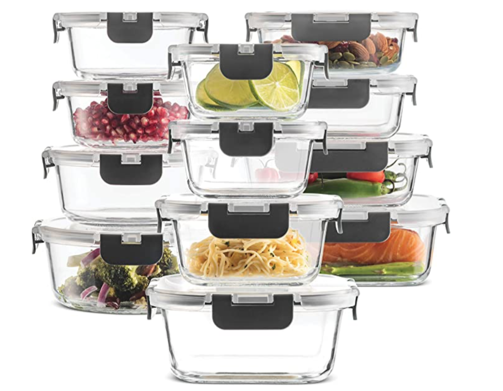24-Piece Glass Food Storage Containers Set