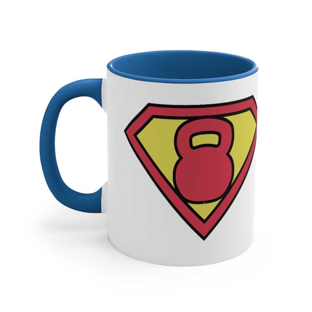 "Super Kettlebell" Blue Accent Coffee Mug, 11oz