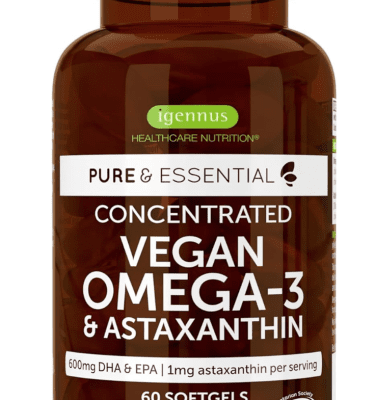 Vegan DHA & EPA Omega 3 Algae Oil & Astaxanthin Antioxidant
